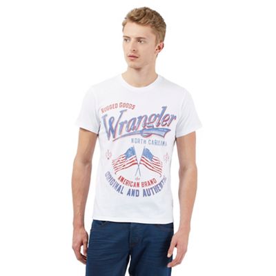 Wrangler White double flag print t-shirt